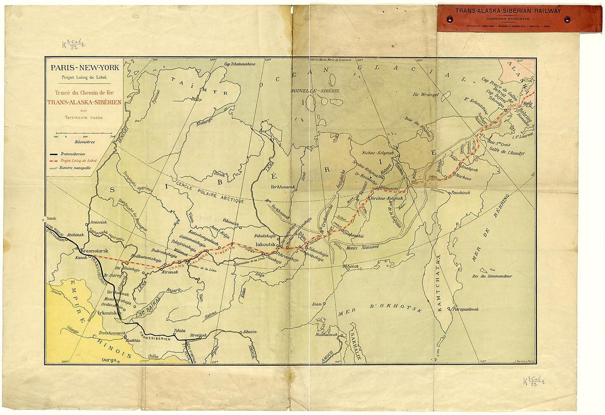 Alaska-Siberien Sur Territoire Russe 1880 by Relic Map Company