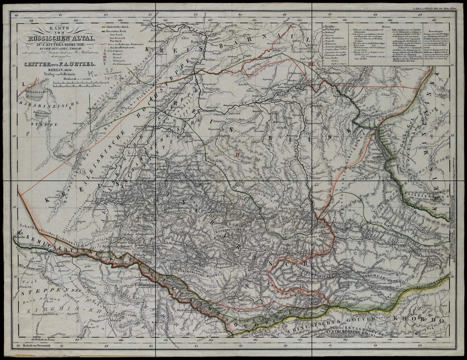 This old map of Karte Von Russischen Altai. Zu G. Ritter&