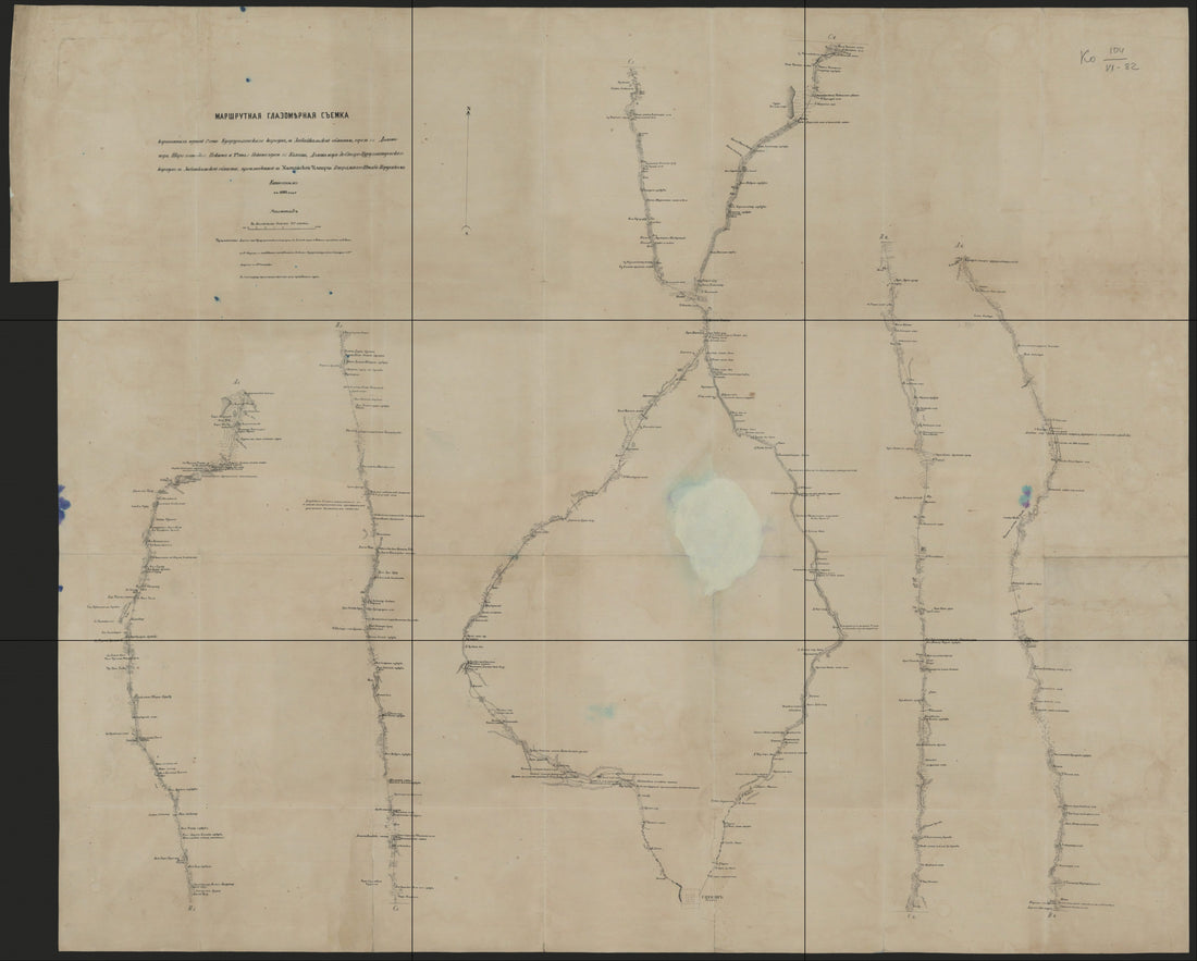 This old map of Nor, Sharo-khoto Do G. Pekina I Vtoroĭ Ot G. Pekina Cherez Gg. Kalgan, Dolon-nor&