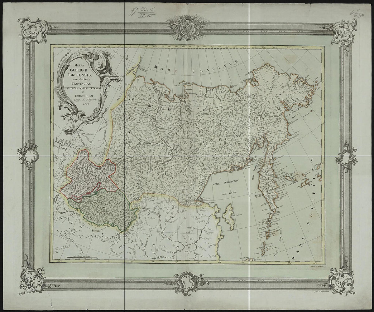 Mappa Gubernii Irkutensis Complectens Provincias Irkutensem, Jakutensem, Et Udinensem. Comp. I. Tresscott 1776 by Relic Map Company