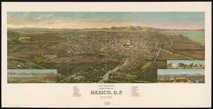 Plano Perspectivo De La Ciudad Y Del Valle De Mexico D.F 1906 by Relic Map Company