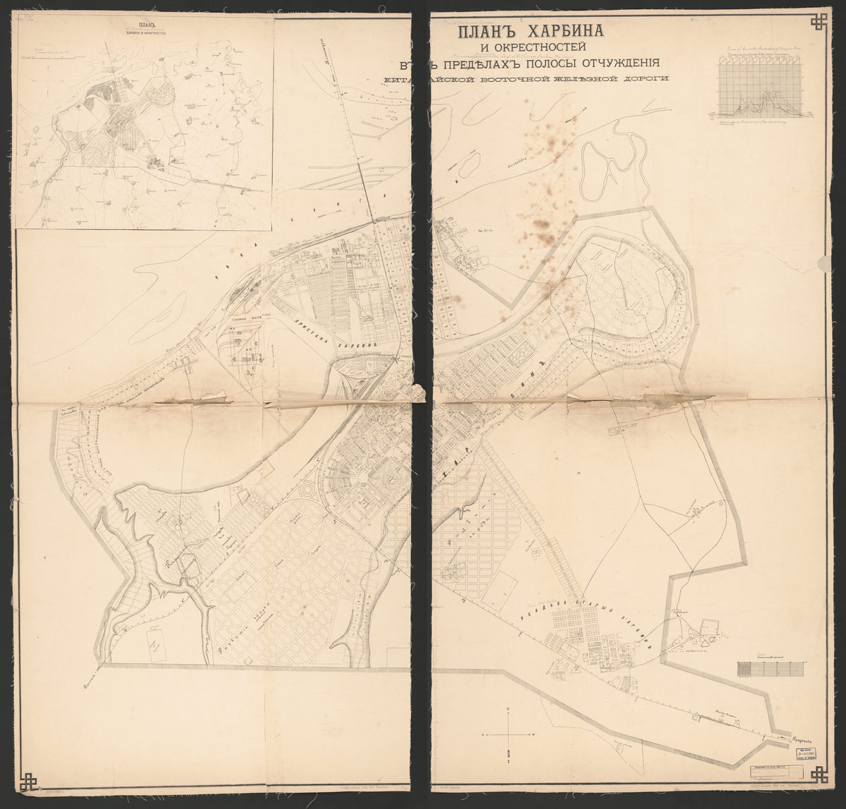 Plan Kharbina I Okrestnosteĭ : V Predi︠e︡lakh Polosy Otchuzhdenīi︠a︡ Kitaĭskoĭ Vostochnoĭ Zheli︠e︡znoĭ Dorogi in 1903 by Relic Map Company