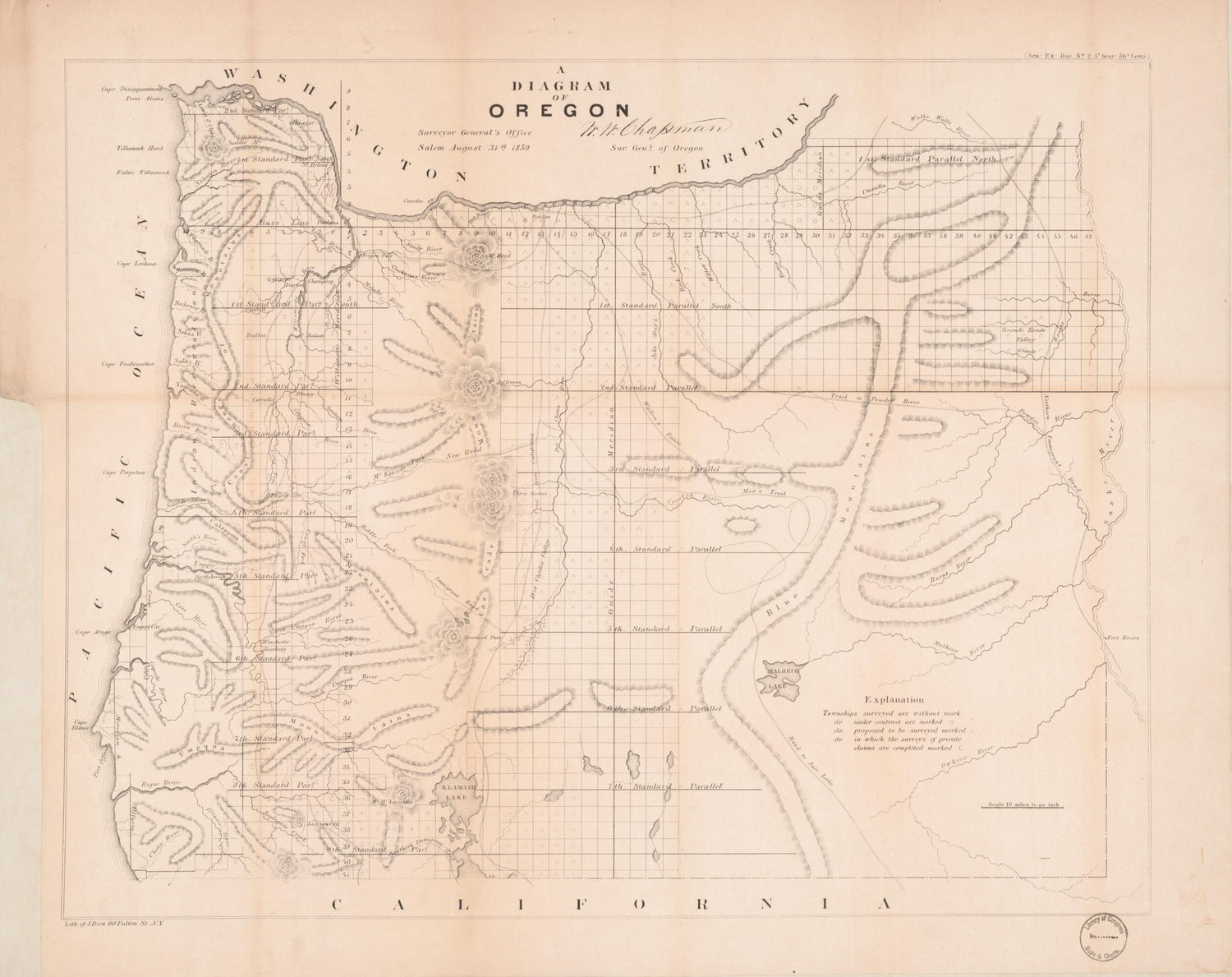 This old map of A Diagram of Oregon from 1859 was created by Julius Bien, W. W. (William Williams) Chapman in 1859