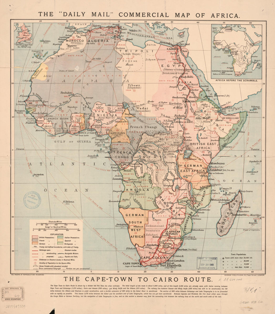 This old map of Town to Cairo Route from 1898 was created by  George Philip &amp; Son in 1898