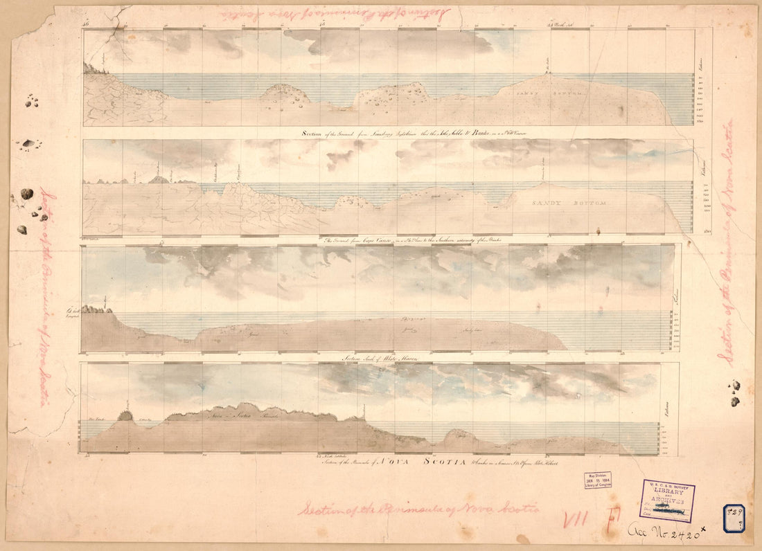 This old map of Cross Sections of the Peninsula of Nova Scotia from 1700 was created by  in 1700