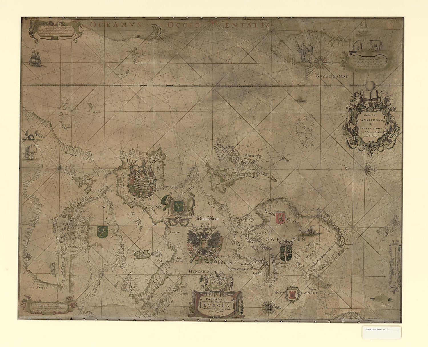 This old map of Paskaarte Vertonende Alle De Zekusten Europe from 1660 was created by Pieter Goos in 1660