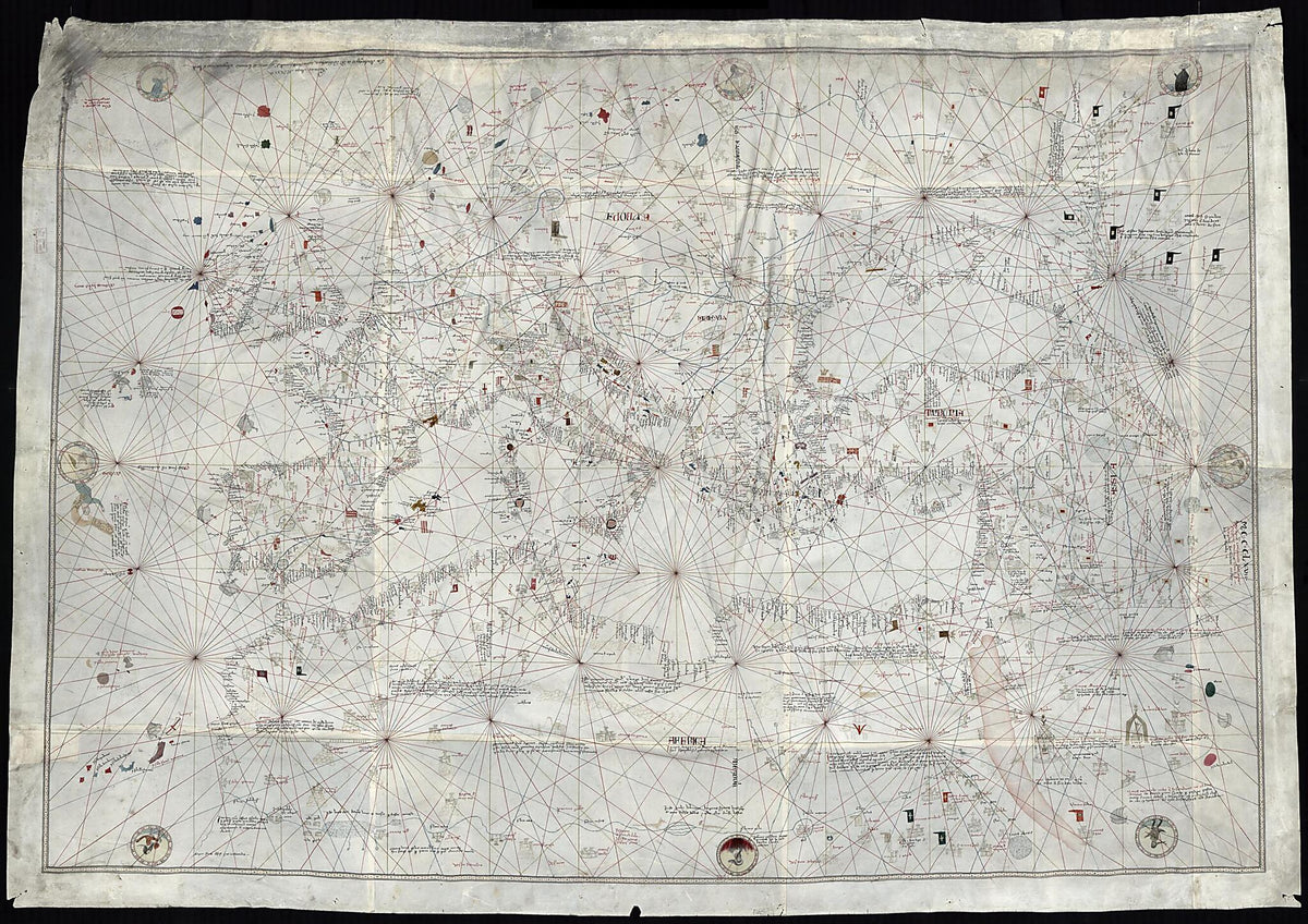 Manuscript Copy of 1367 Manuscript Chart of the Mediterranean, With the Black and Caspian Seas, and the Coasts of Northwest Africa and Western Europe by Relic Map Company