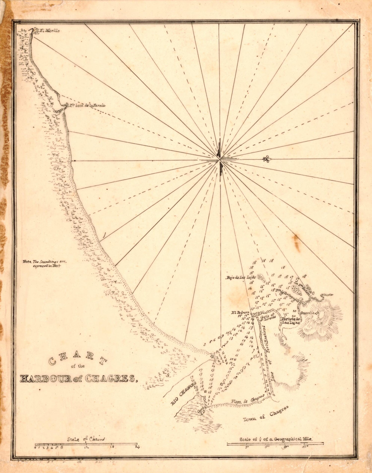 This old map of Chart of the Harbour of Chagres from 1838 was created by David Bates Douglass in 1838