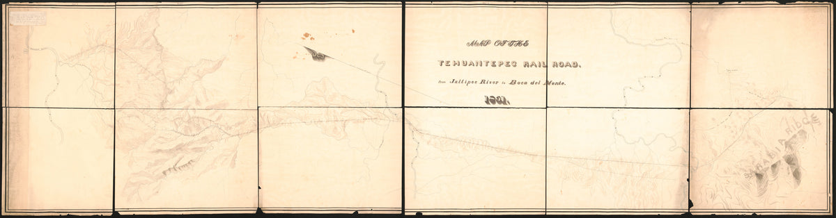 Map of the Tehuantepec Railroad : from Jaltipec River to Boca Del Monte (Tehuantepec Railroad, from Jaltipec River to Boca Del Monte) 1851 by Relic Map Company