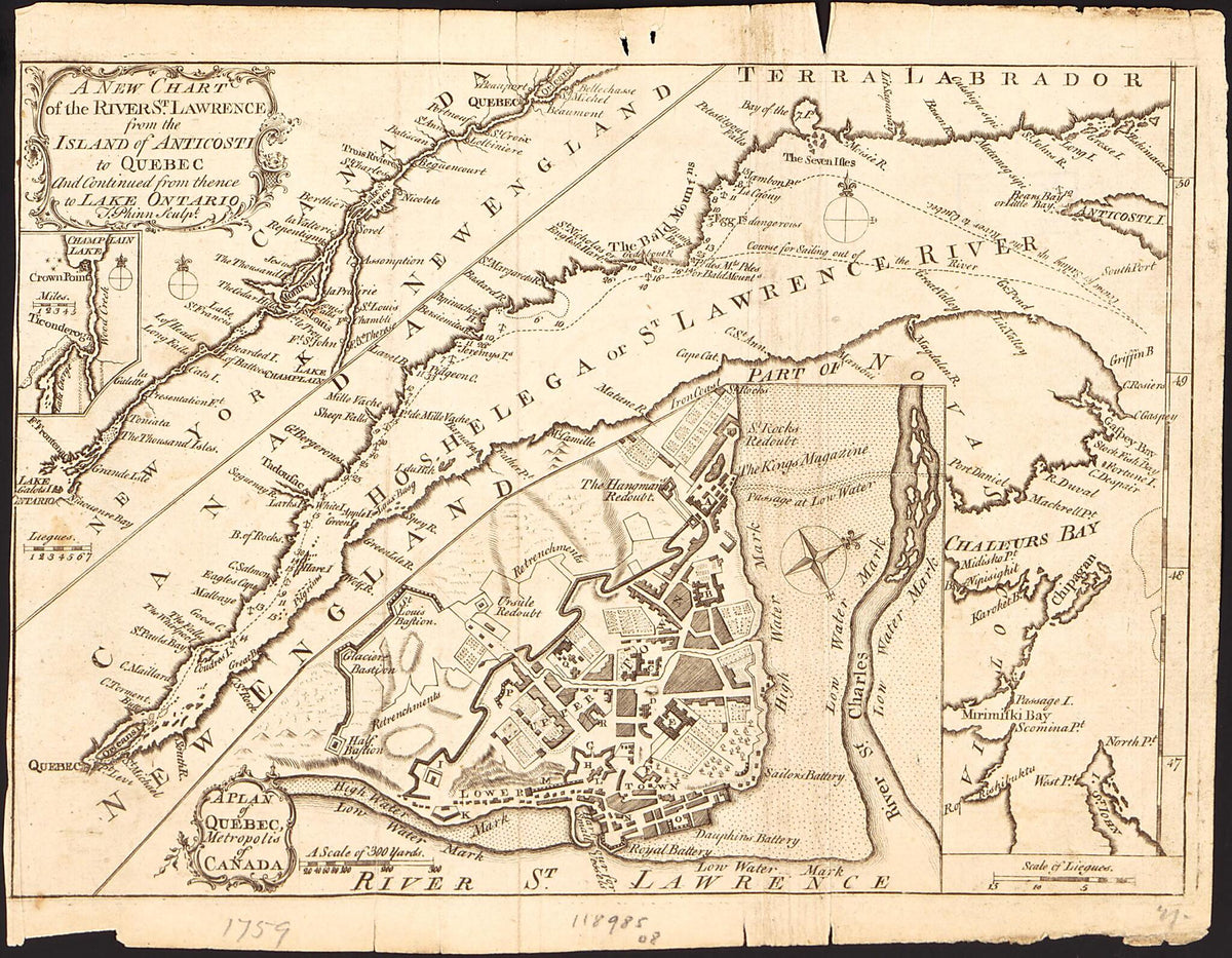 A New Chart of the River St. Lawrence from the Island of Anticosti to Quebec and Continued from Thence to Lake Ontario 1759 by Relic Map Company