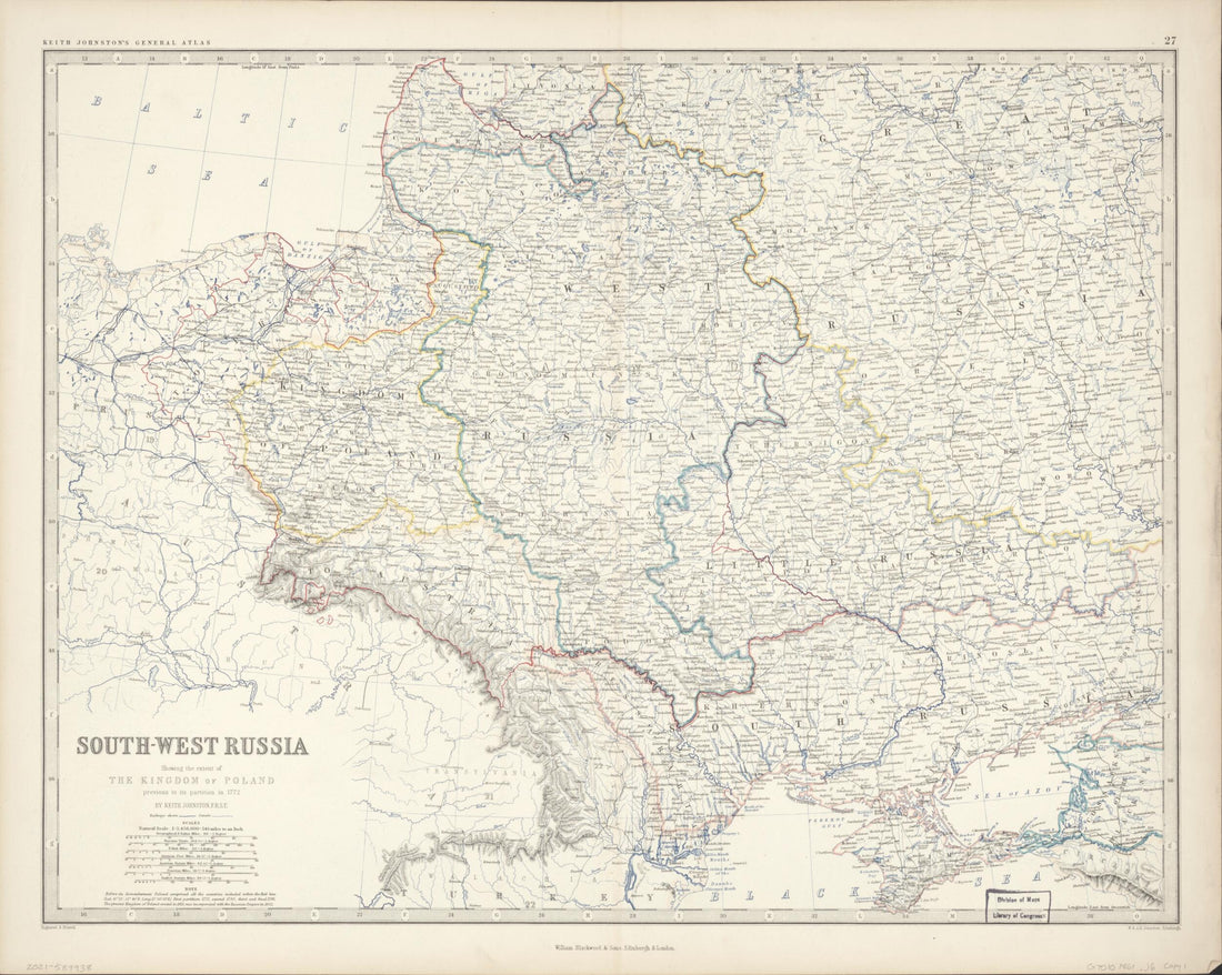 This old map of West Russia : Showing the Extent of the Kingdom of Poland, Previous to Its Partition In 1772 from 1861 was created by Alexander Keith Johnston,  W. &amp; A.K. Johnston Limited,  William Blackwood and Sons in 1861
