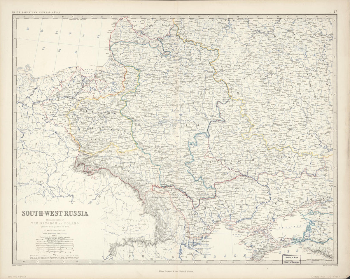West Russia : Showing the Extent of the Kingdom of Poland, Previous to Its Partition In 1772 1861 by Relic Map Company