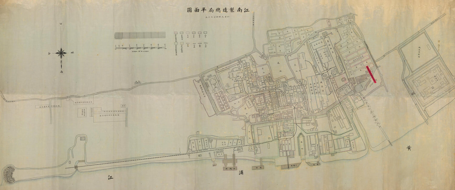 This old map of Jiang Nan Zhi Zao Zong Ju Ping Mian Tu (江南制造总局平面图) from 1851 was created by  in 1851