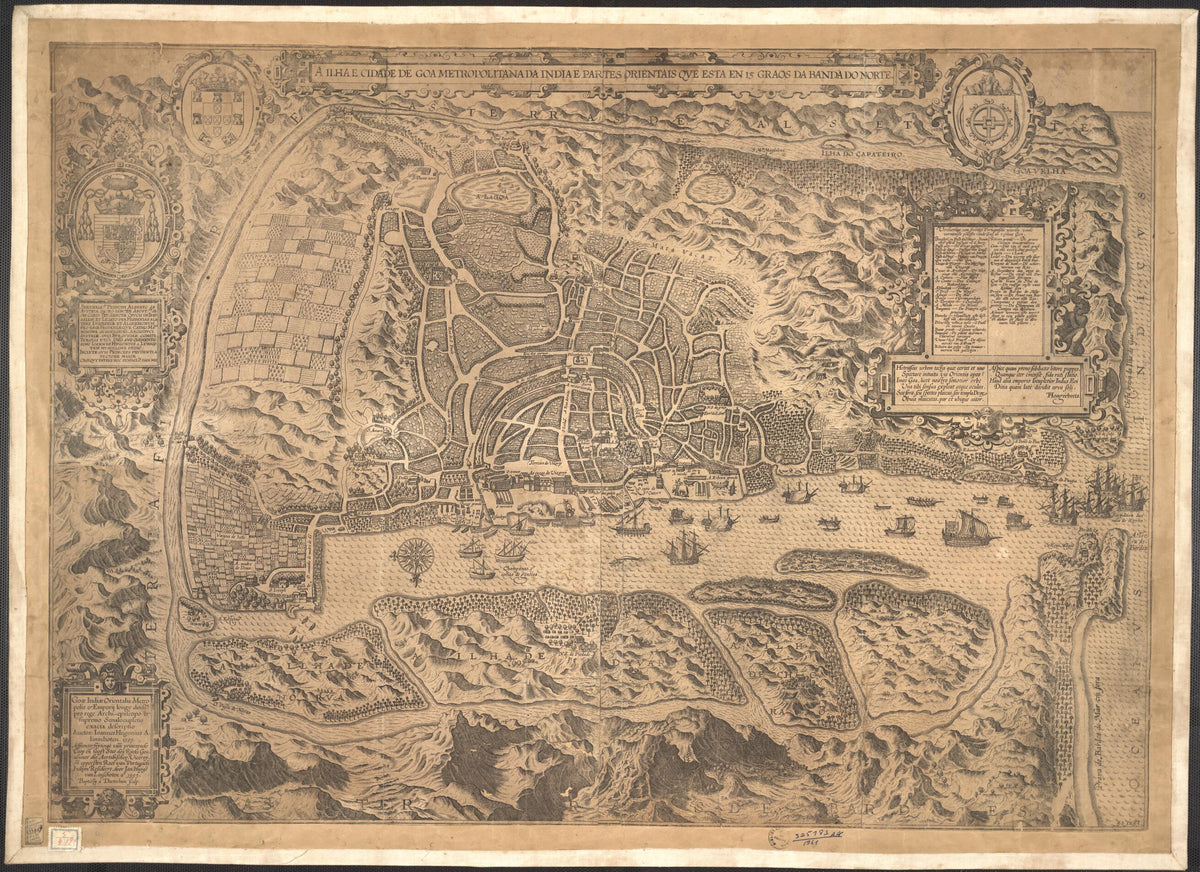 The Island and City of Metropolitan Goa of India. (A Ilha E Cidade De Goa Metropolitana Da India) 1595 by Relic Map Company