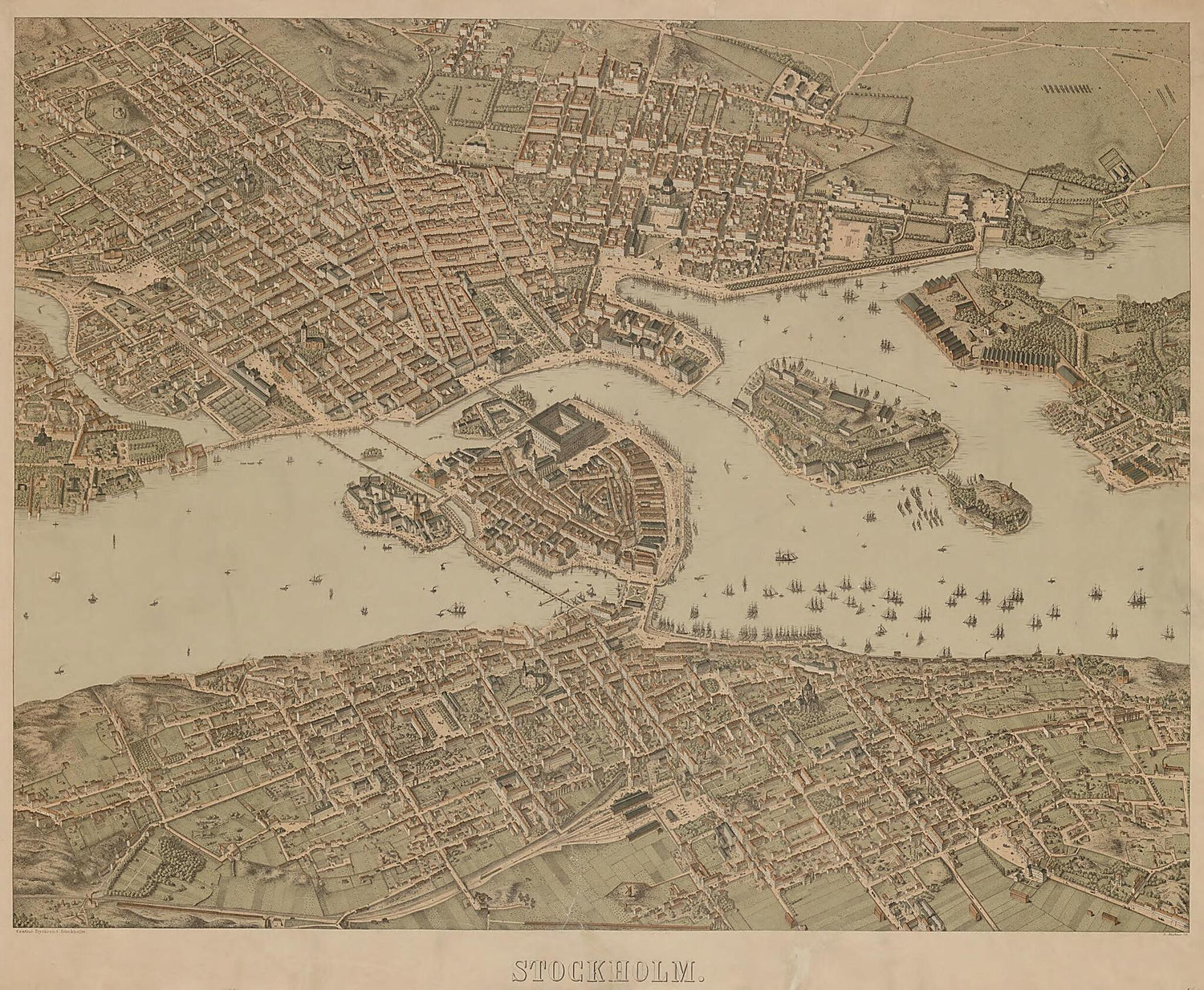 This old map of Stockholm from 1870 was created by Heinrich Neuhaus in 1870