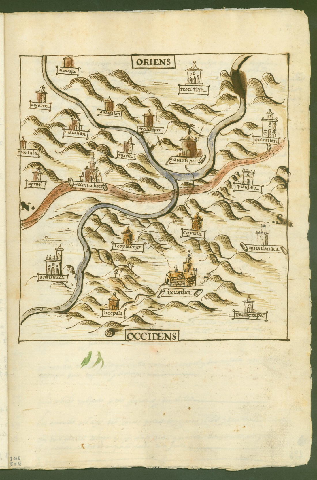 This old map of Ixcatlán, Santa María, Mexico from 1579 was created by  in 1579