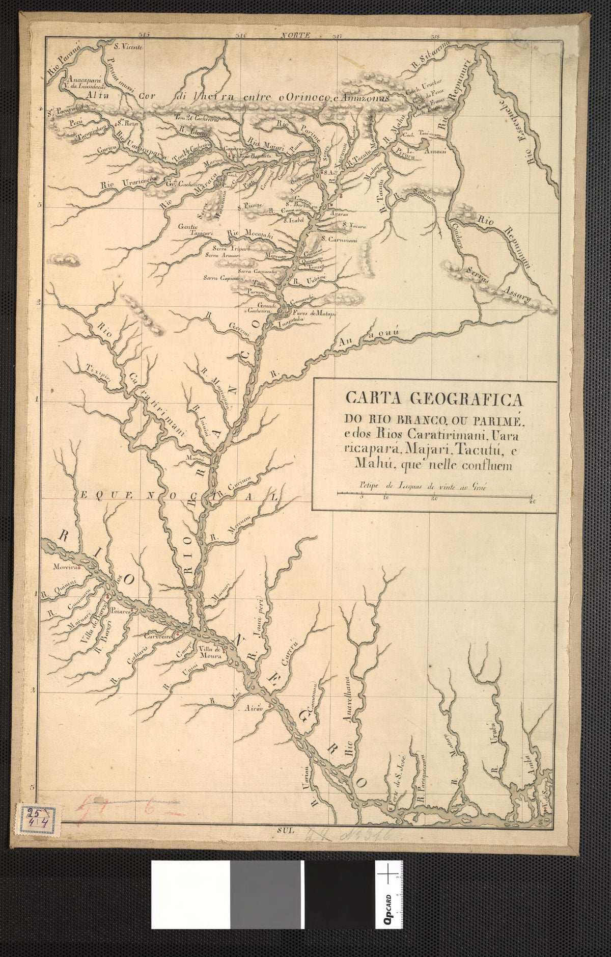 Map of the Branco Or Parimé River and of the Caratirimani Uararicapará Majari, Tacutú and Mahú Rivers. (Carta Geografica Do Rio Branco Ou Parimé, E Dos Rios Caratirimani Uararicapará Majari, Tacutú E Mahú Que Nelle Confluem) 1780 by Relic Map Company