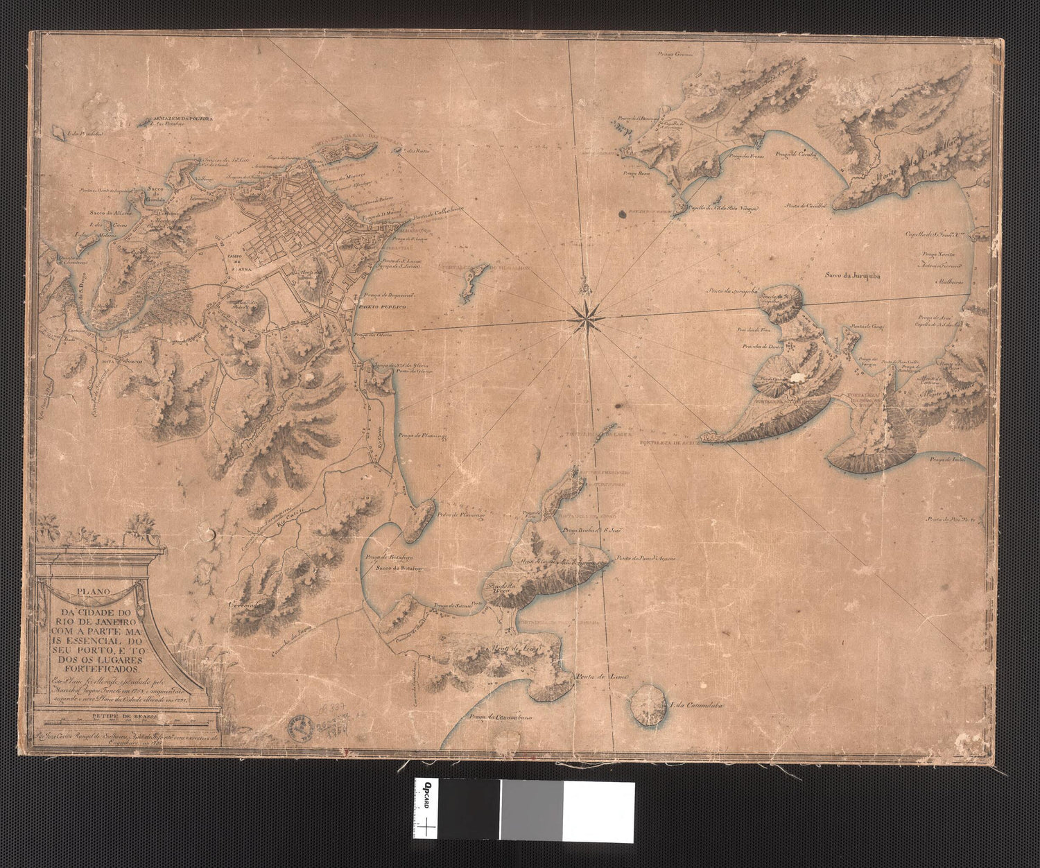 This old map of Map of the City of Rio De Janeiro, With the Essential Part of the Port and All Fortified Places. (Plano Da Cidade Do Rio De Janeiro, Com a Parte Mais Essencial Do Seu Porto E Todos Os Lugares Forteficados) from 1796 was created by José Correia Rangel De Bulhões in 1796