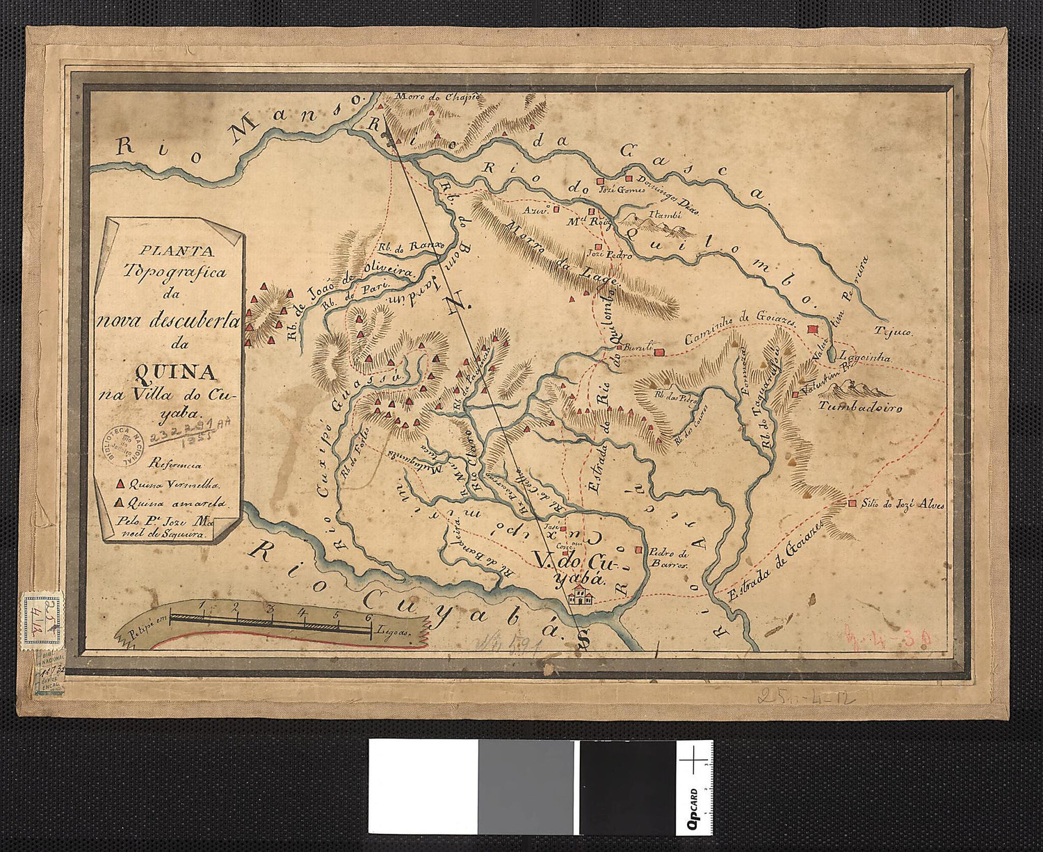 This old map of Topographic Map of New Discovery of the Corner In the Village of Cuiaba. (Planta Topográfica Da Nova Descuberta Da Quina, Na Villa Do Cuyabá) from 1770 was created by Joze Manoel De Siqueira in 1770