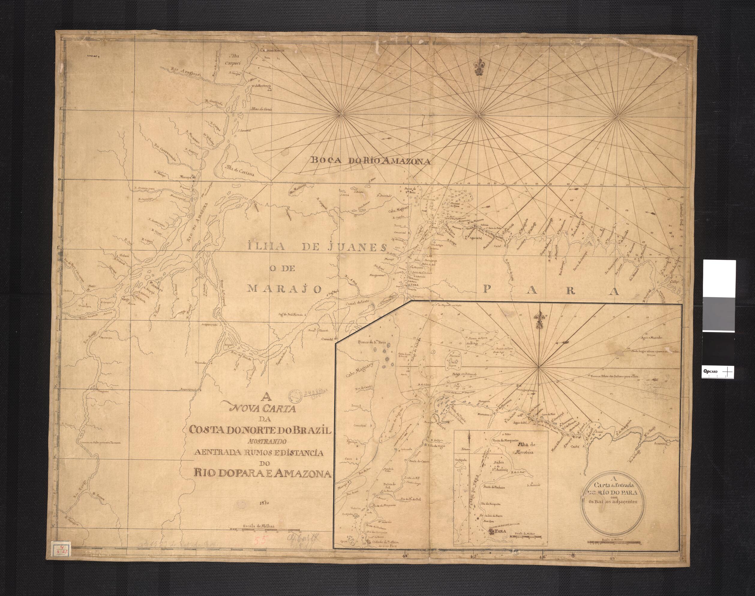 This old map of The New Map of the North of the Coast of Brazil Showing Distances of the Pará and Amazon Rivers. (A Nova Carta Do Norte Da Costa Do Brazil Mostrando a Entrada Rumos E Distancia Do Rio Do Para E Amazonas) from 1810 was created by  in 1810