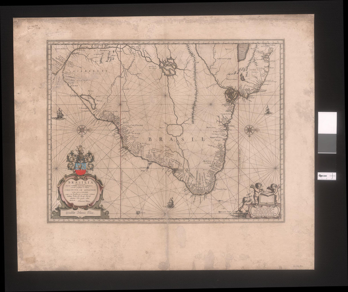 Brazil: of the Noble Class, of Loves, and of Letters.... (Brasilia: Front Generis Nobilitate Armerum Et Litterarum) 1640 by Relic Map Company