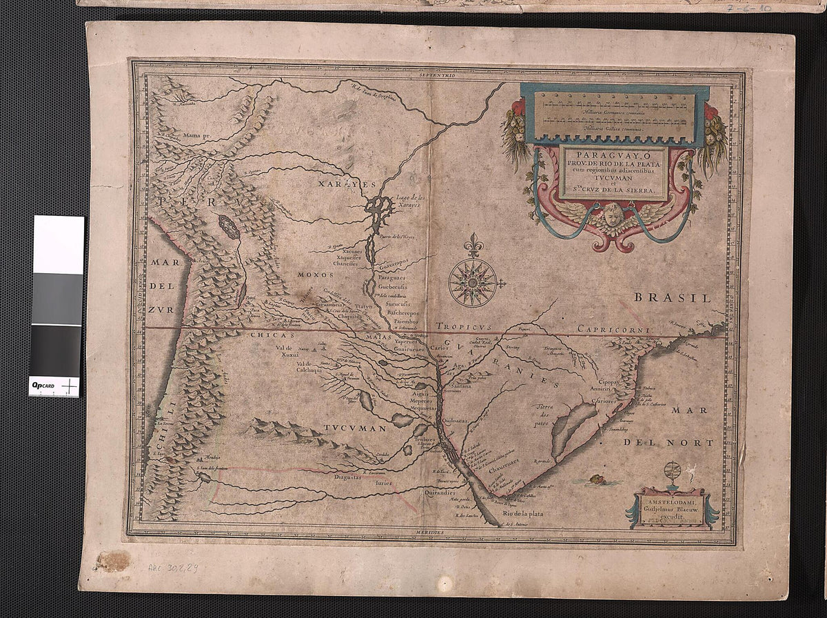 Paraguay, Or the Province of the Rio De La Plata, With the Adjacent Regions Tucamen and Santa Cruz De La Sierra. (Paraguay, ó Prov. De Rio De La Plata, Cum Regionibus Adiacentibus Tucuman Et Sta. Cruz De La Sierra / Guiljelmus Blaeuew Excudit) 1616 by Relic Map Company