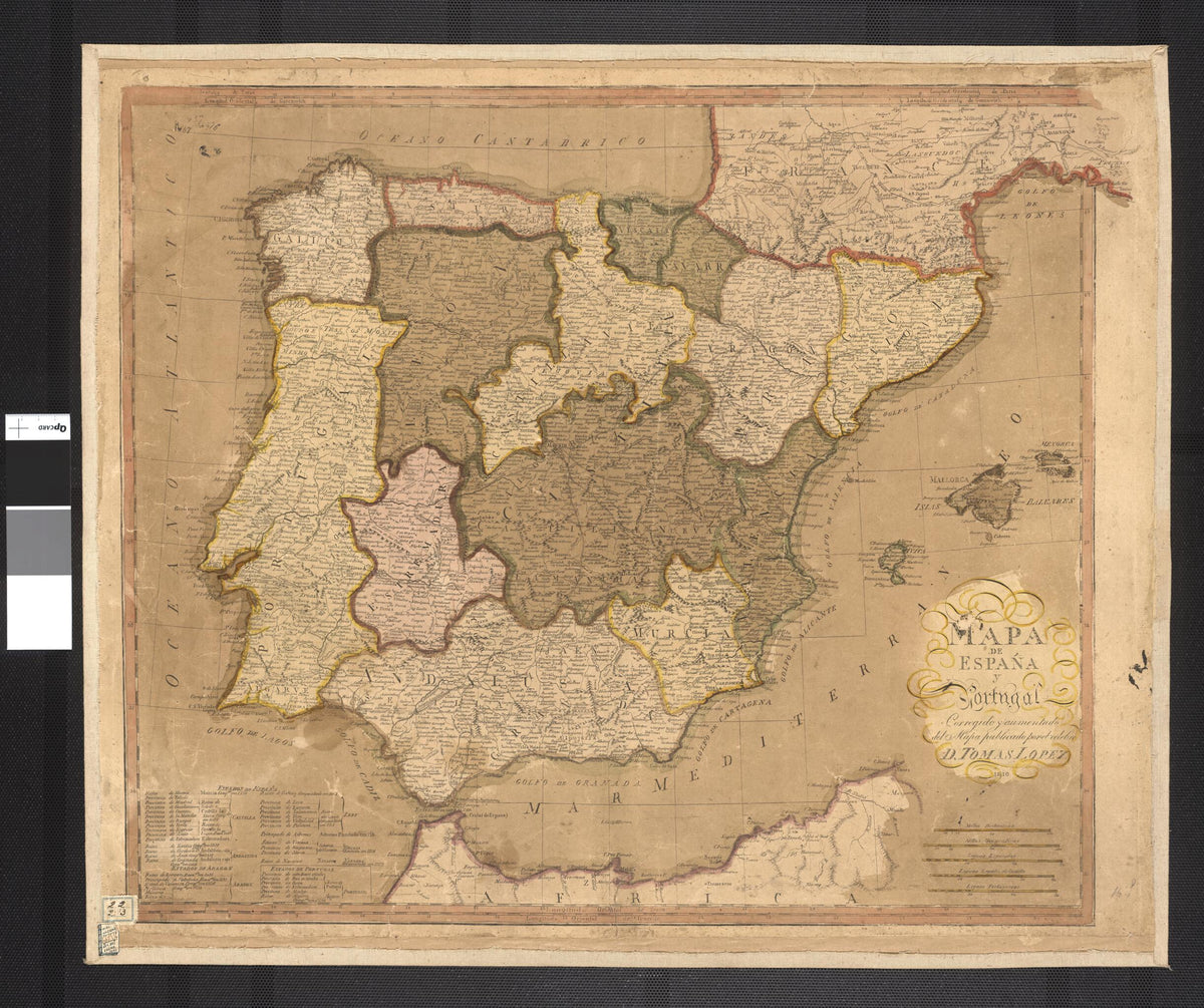 Map of Spain and Portugal, Corrected and Augmented from the Map Published by D. Tomas Lopez. (Mapa De España Y Portugal, Corregido Y Aumentado Do Mapa Publicado Por D. Tomas Lopez) 1810 by Relic Map Company