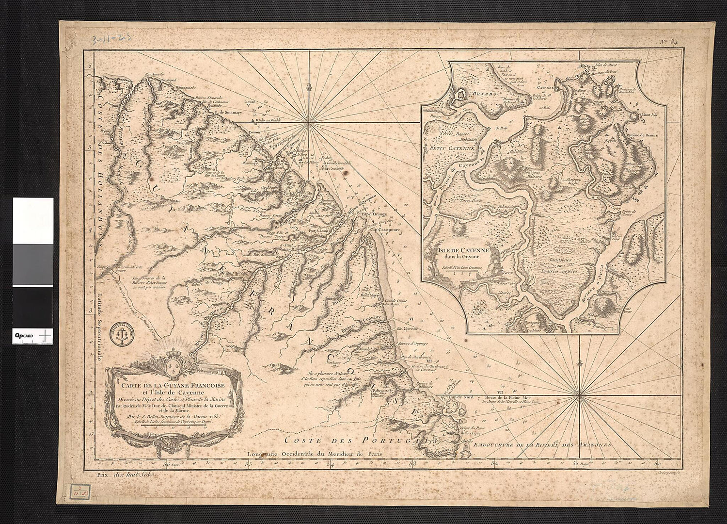 This old map of Map of French Guyana and of the Island of Cayenne. (Carte De La Guyane Françoise Et L&