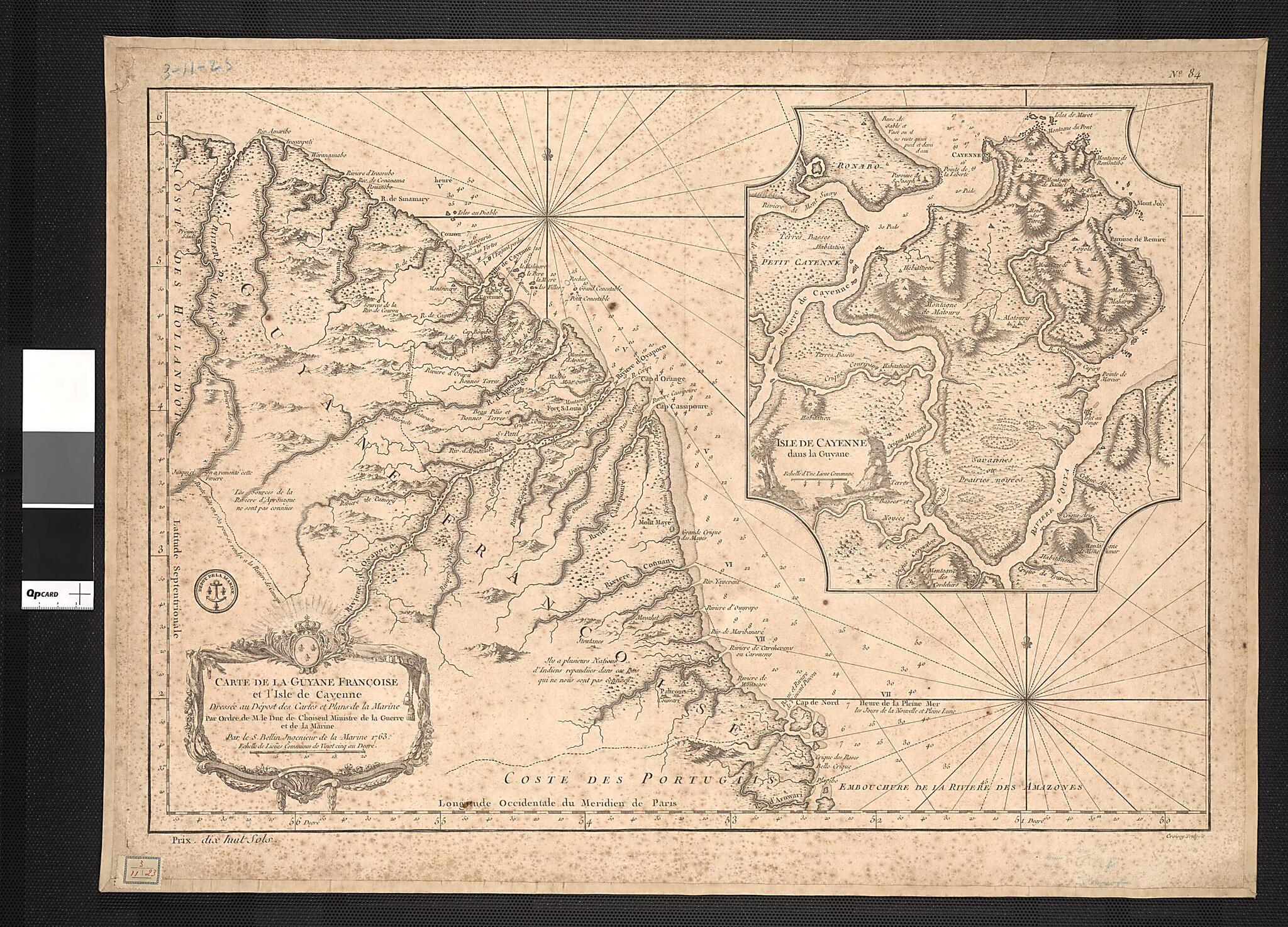 This old map of Map of French Guyana and of the Island of Cayenne. (Carte De La Guyane Françoise Et L&