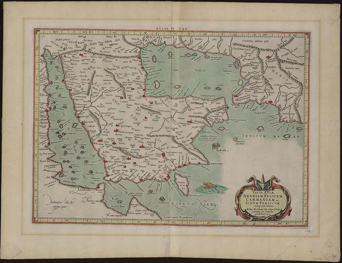 Sixth Map of Asia: Which Includes Arabia Felix, Carmania, and the Persian Gulf. (Asiae Tabula VI: Arabiam Felicem, Carmaniam Ac Sinum Persicum) 1578 by Relic Map Company