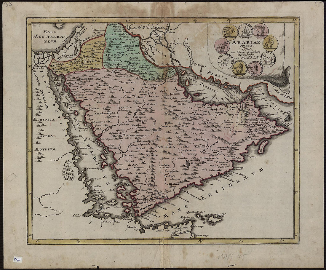 This old map of Map of Ancient Arabia. (Arabiae Veteris Typus) from 1720 was created by Christoph Weigel in 1720