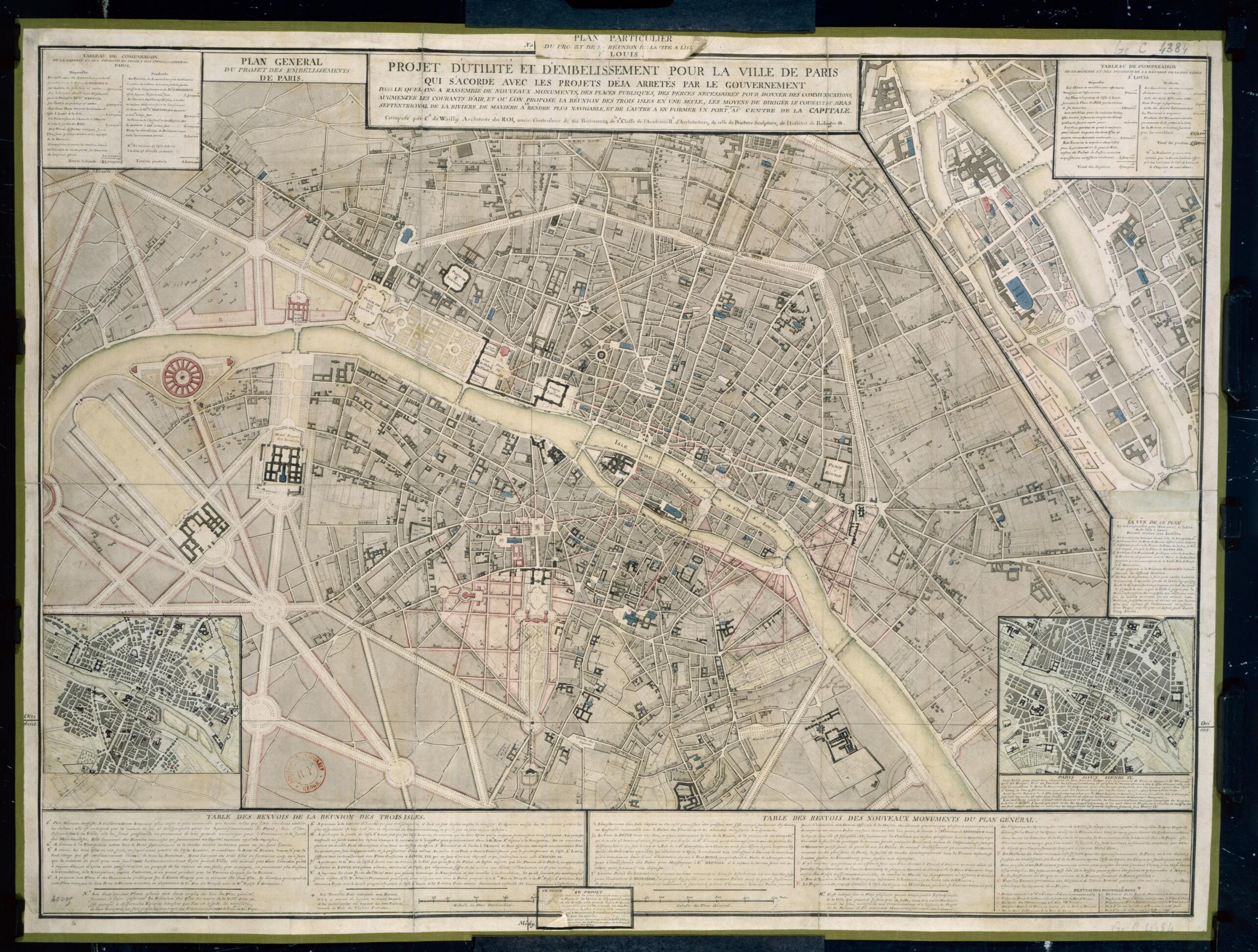 This old map of Plan for the Improvement and Beautification of the City of Paris, In Accordance With the Designs Already Outlined by the Government. (Projet D&