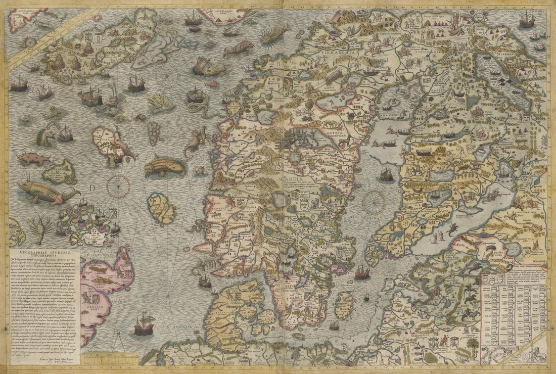 This old map of Map of the Sea from 1572 was created by Olaus Magnus in 1572