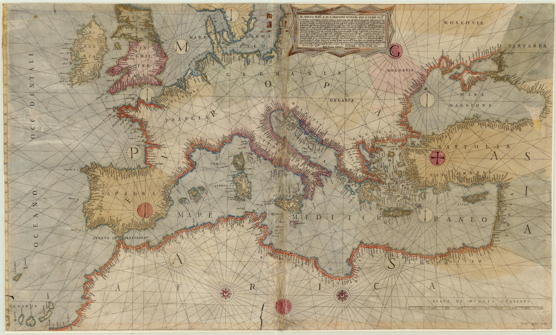 This old map of Mediterranean Sea Region from 1569 was created by Paolo Forlani in 1569