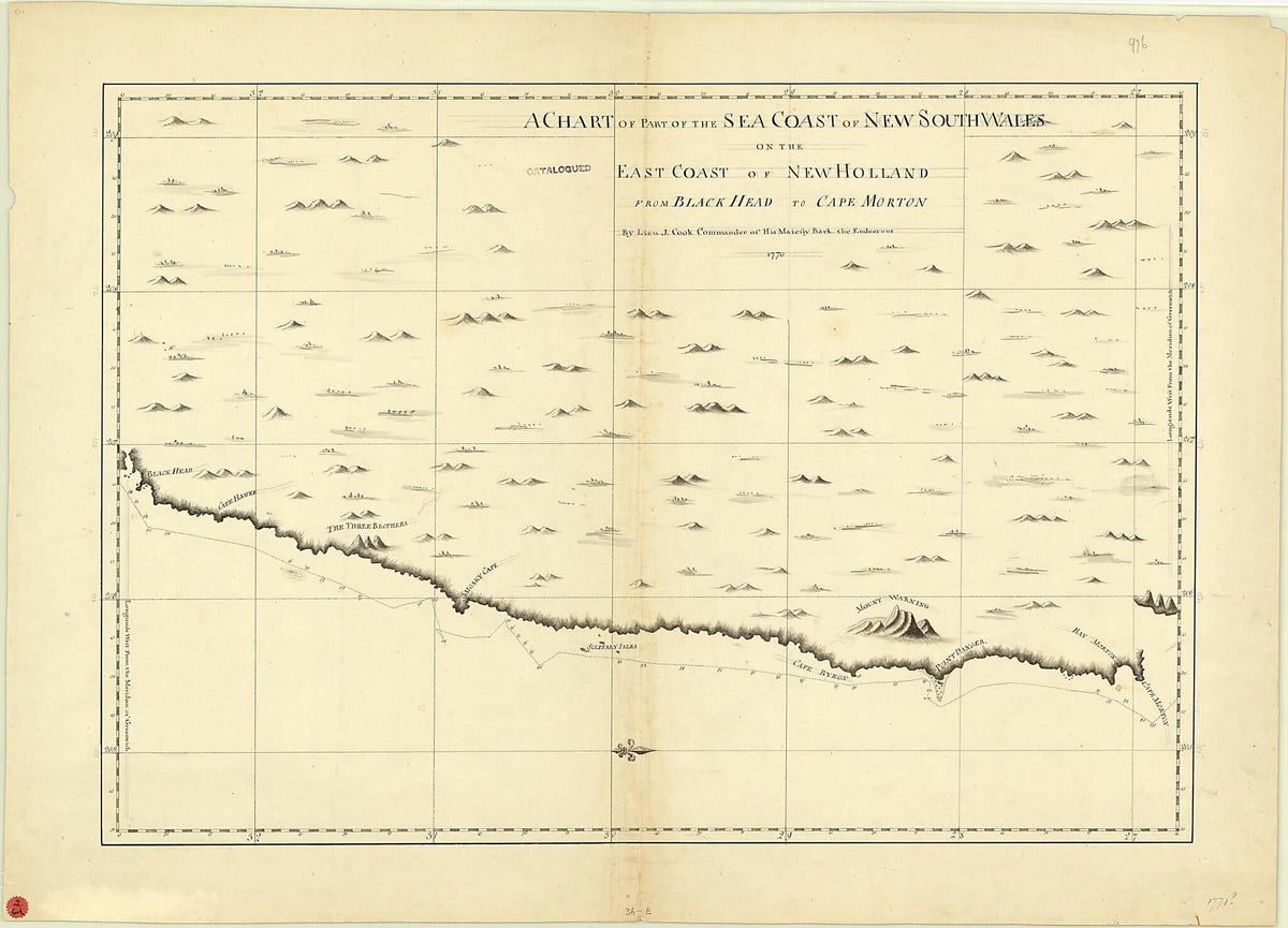 A Chart of Part of the Sea Coast of New South Wales On the East Coast of New Holland from Black Head to Cape Morton 1771 by Relic Map Company