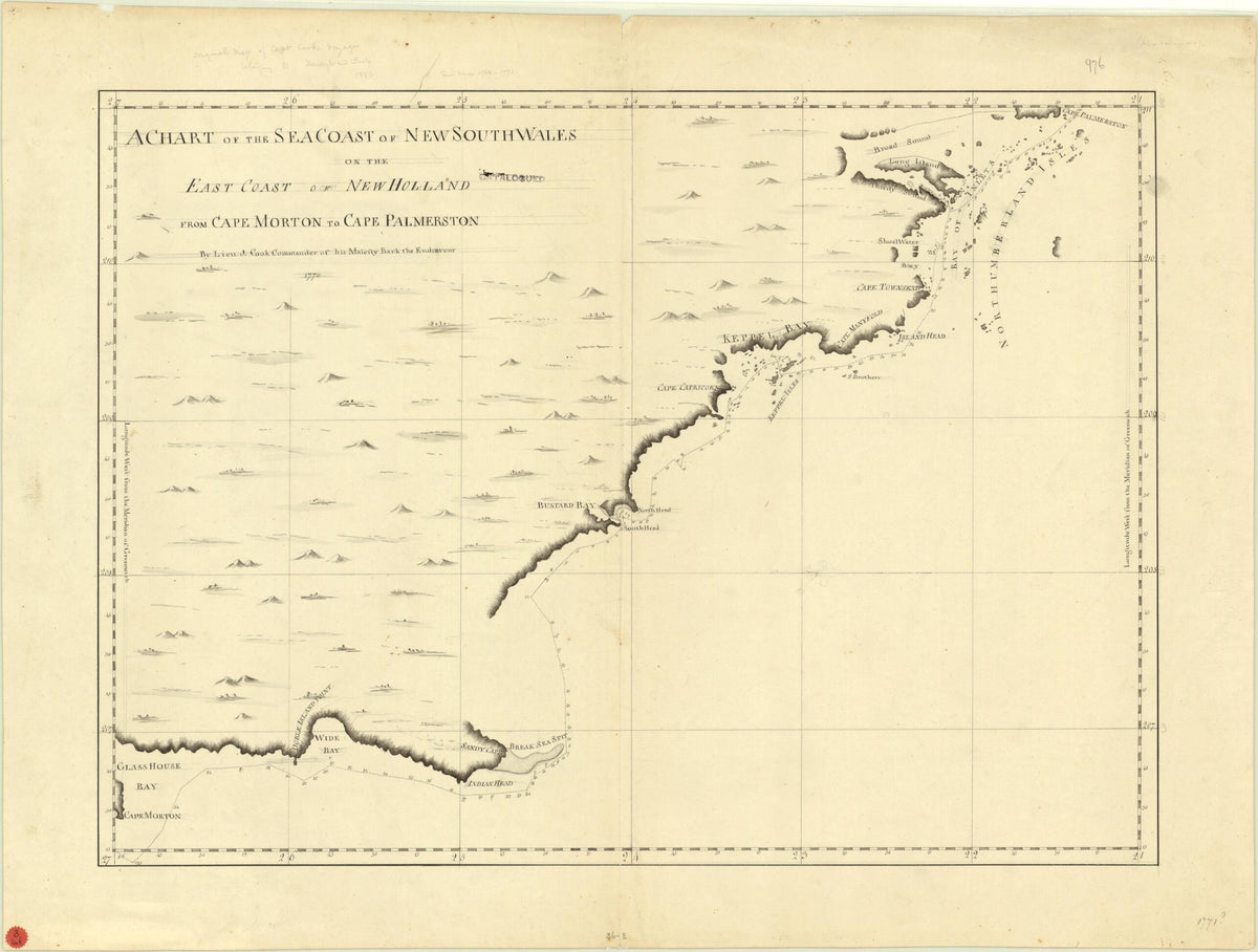 A Chart of Part of the Sea Coast of New South Wales On the East Coast of New Holland from Cape Morton to Cape Palmerston 1771 by Relic Map Company
