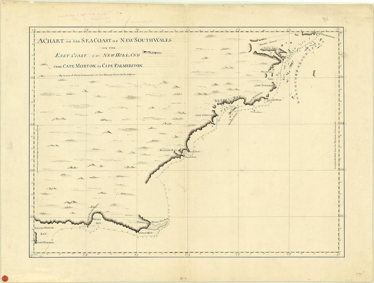 A Chart of Part of the Sea Coast of New South Wales On the East Coast of New Holland from Cape Morton to Cape Palmerston 1771 by Relic Map Company
