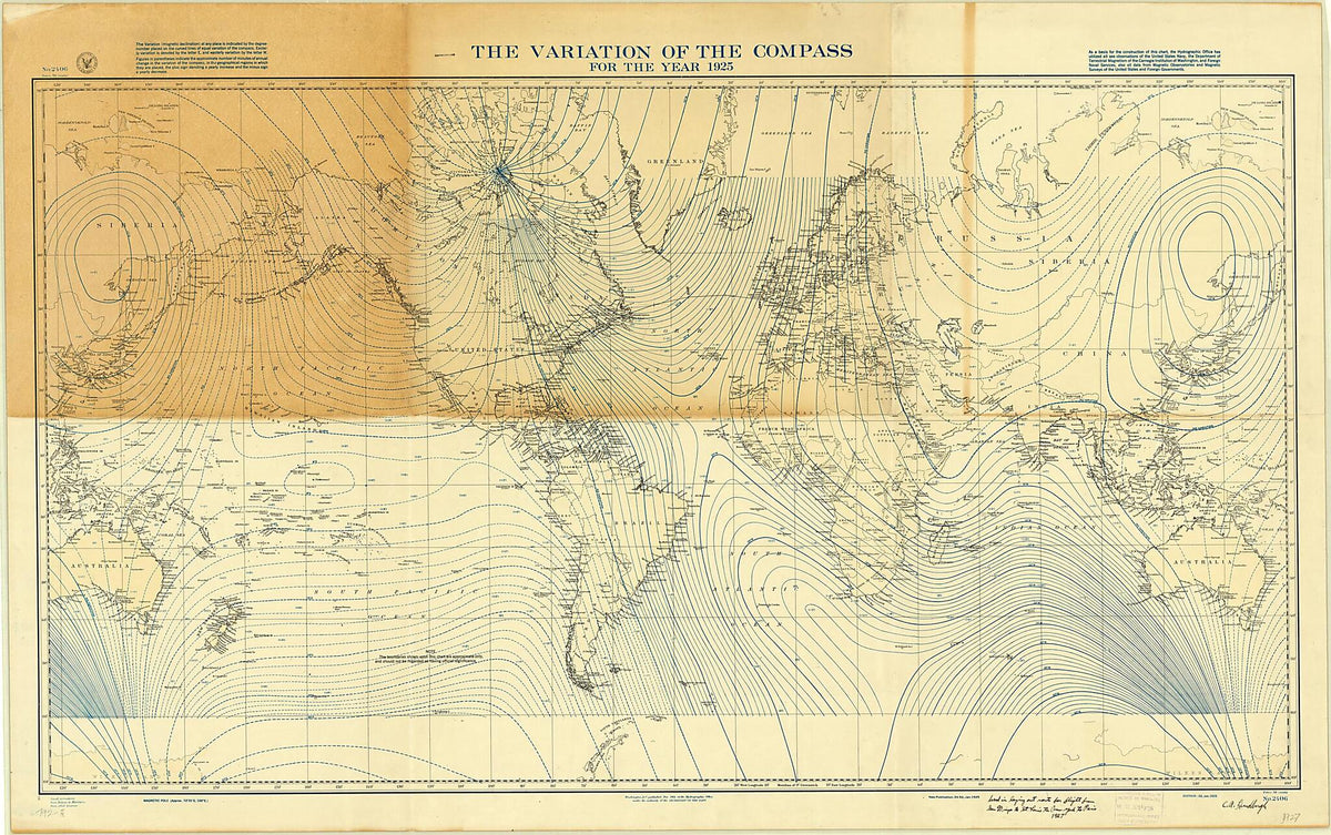 Variations of the Compass for the Year 1925 1926 by Relic Map Company