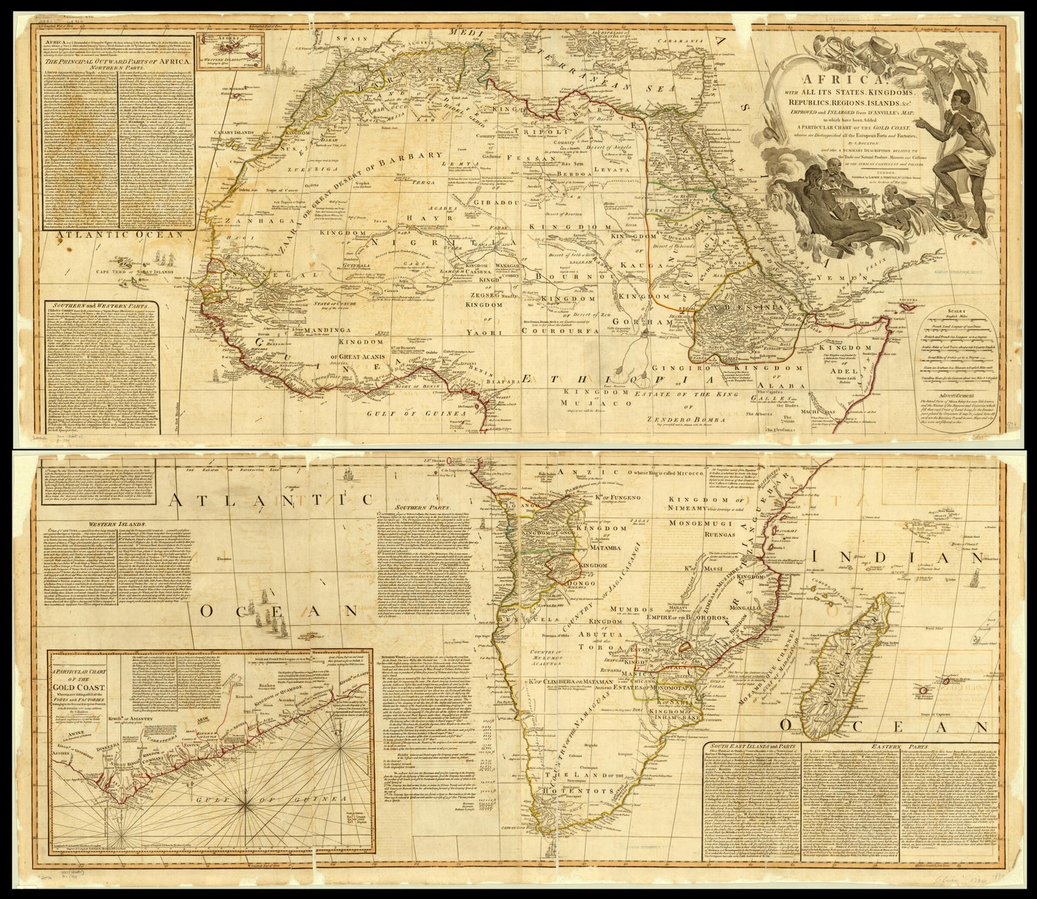 This old map of Africa, With All Its States, Kingdoms, Republics, Regions, Islands, &amp;c from 1794 was created by  Baptiste Bourguignon D, Solomon Bolton in 1794