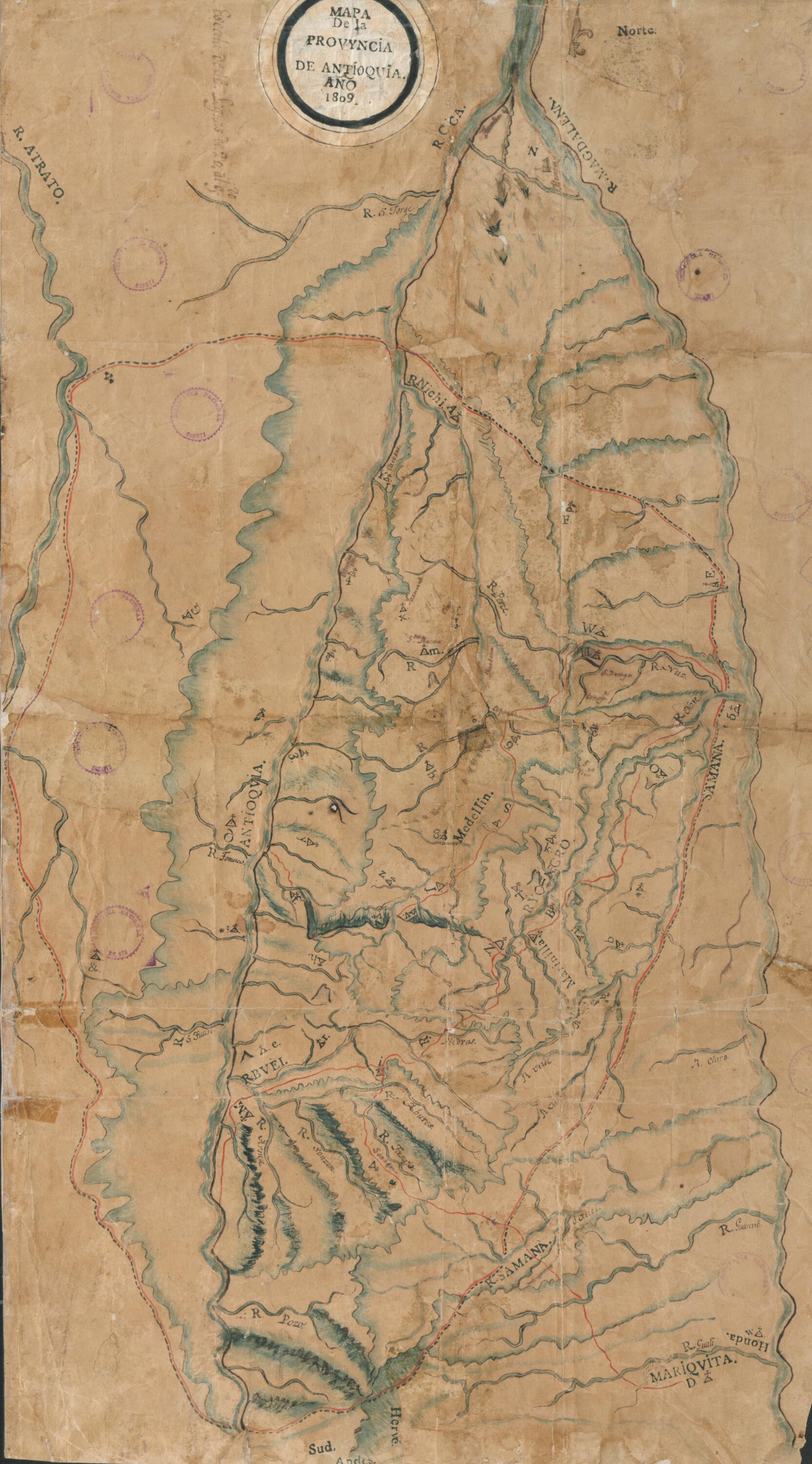 This old map of Map of the Province of Antioquia. (Mapa De La Provincia De Antioquia) from 1809 was created by Francisco José De Caldas, José Manuel Restrepo in 1809