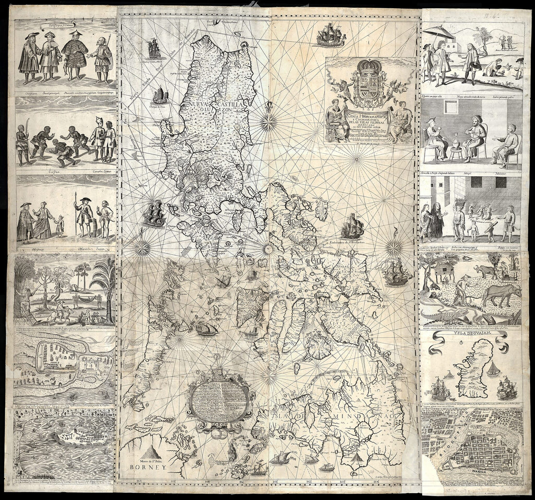 This old map of A Hydrographical and Chorographical Chart of the Philippine Islands. (Carta Hydrographica Y Chorographica De Las Yslas Filipinas Dedicada Al Rey Nuestro Señor Por El Mariscal D. Campo D. Fernando Valdes Tamon Cavallo Del Orden De Santiag