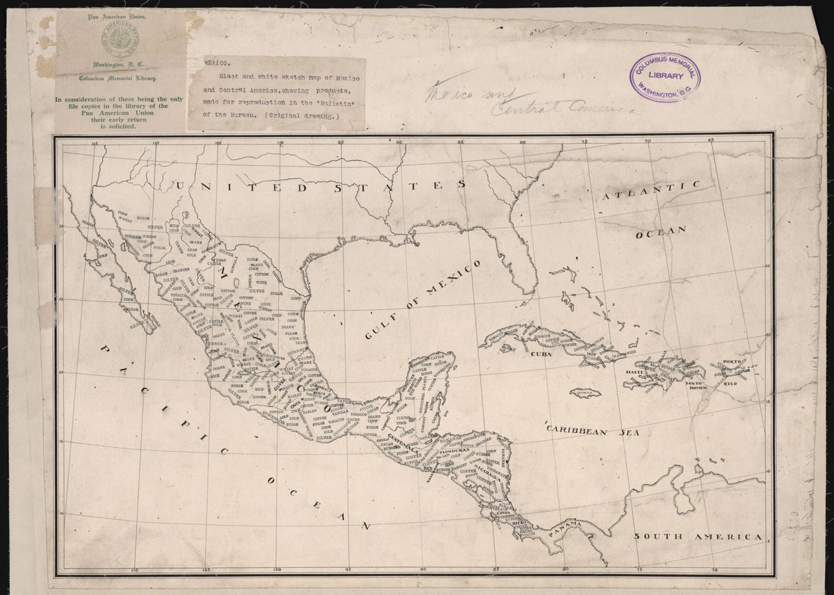 Products of Mexico and Central America 1925 by Relic Map Company