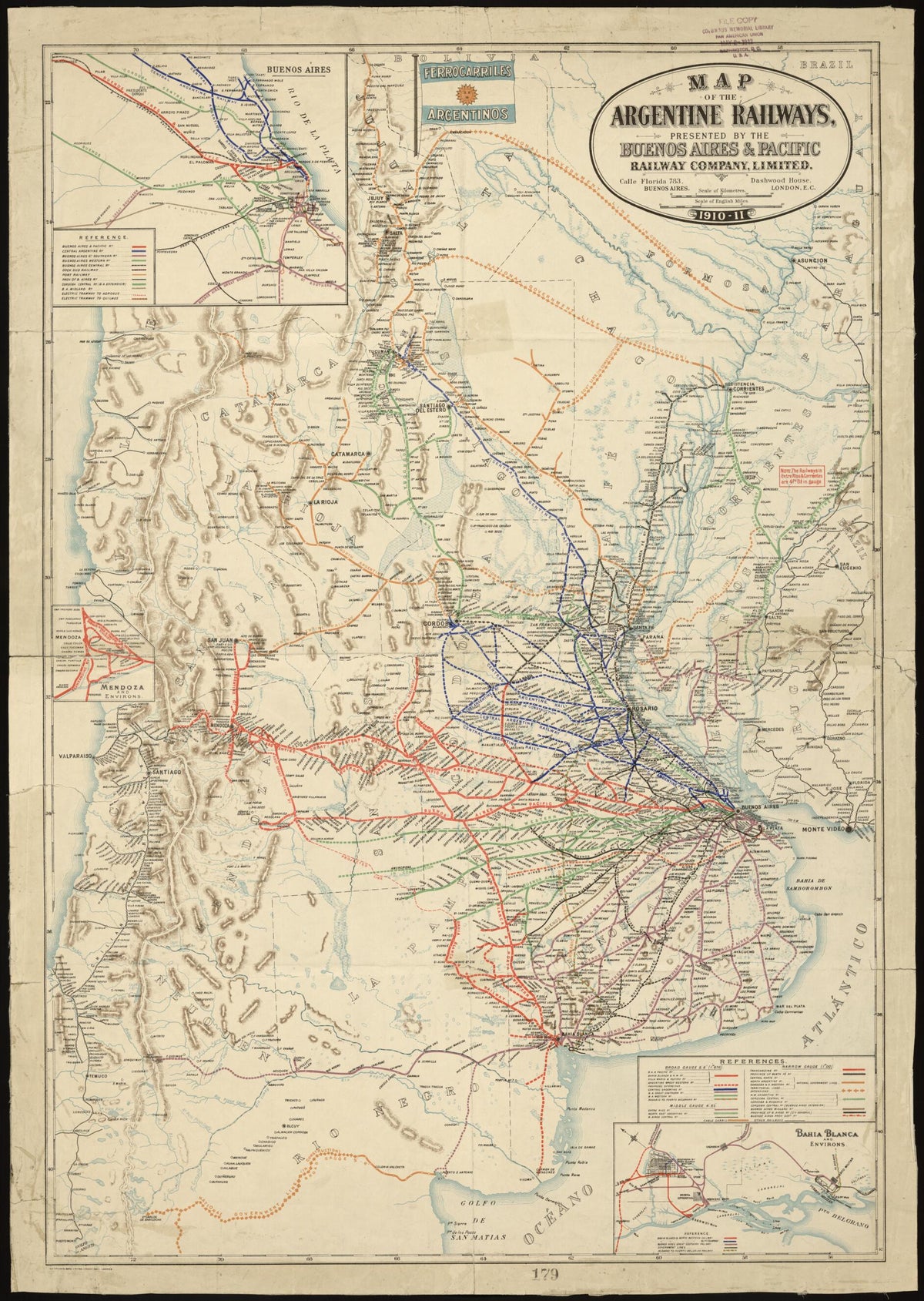 Map of the Argentine Railways 1911 by Relic Map Company