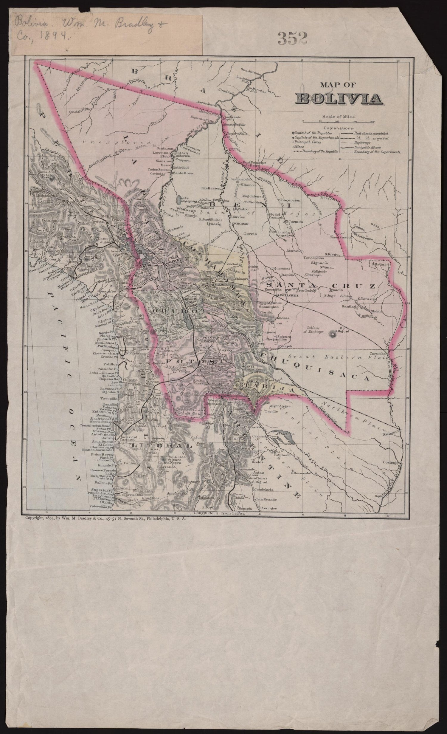 This old map of Map of Bolivia from 1894 was created by  in 1894