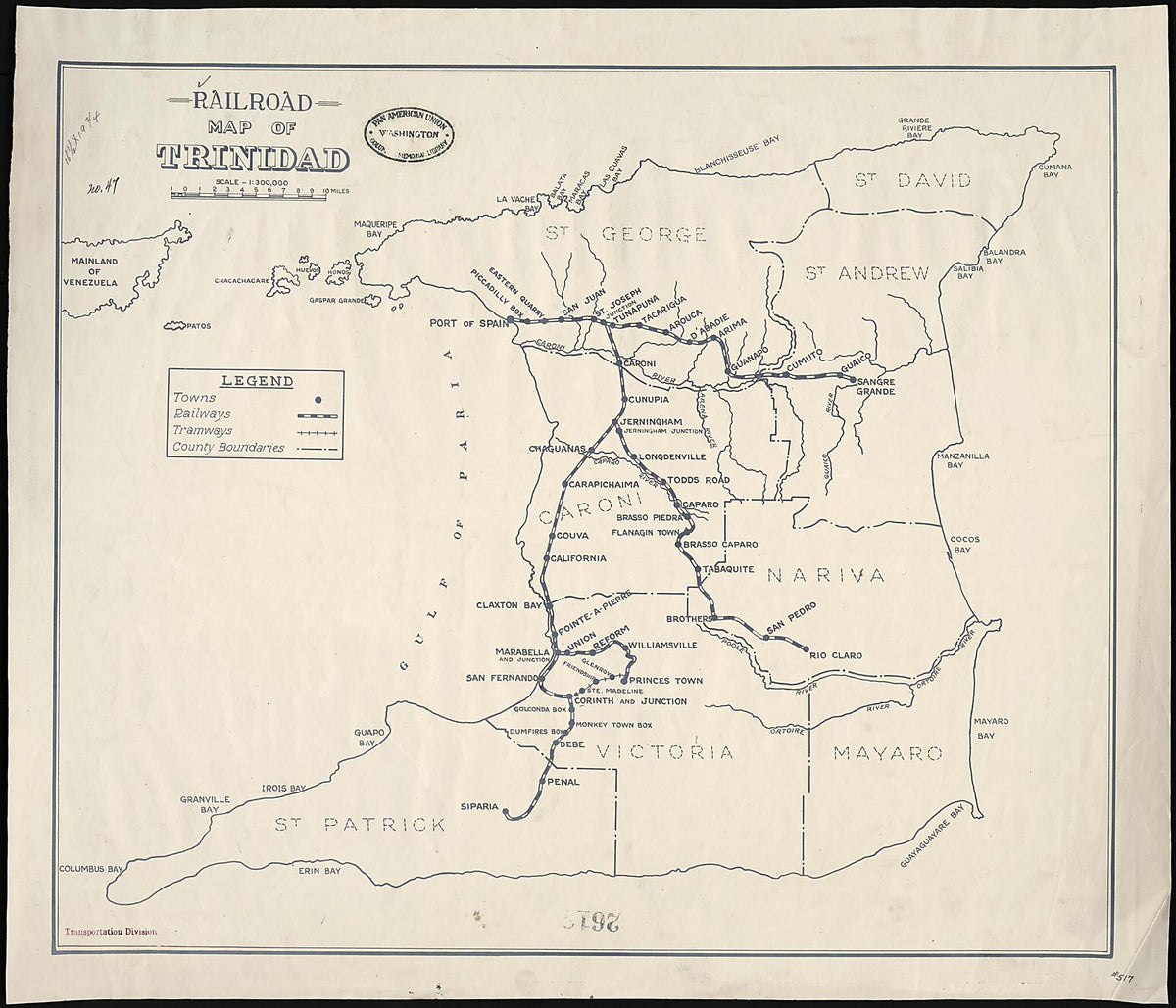 Railroad Map of Trinidad 1925 by Relic Map Company