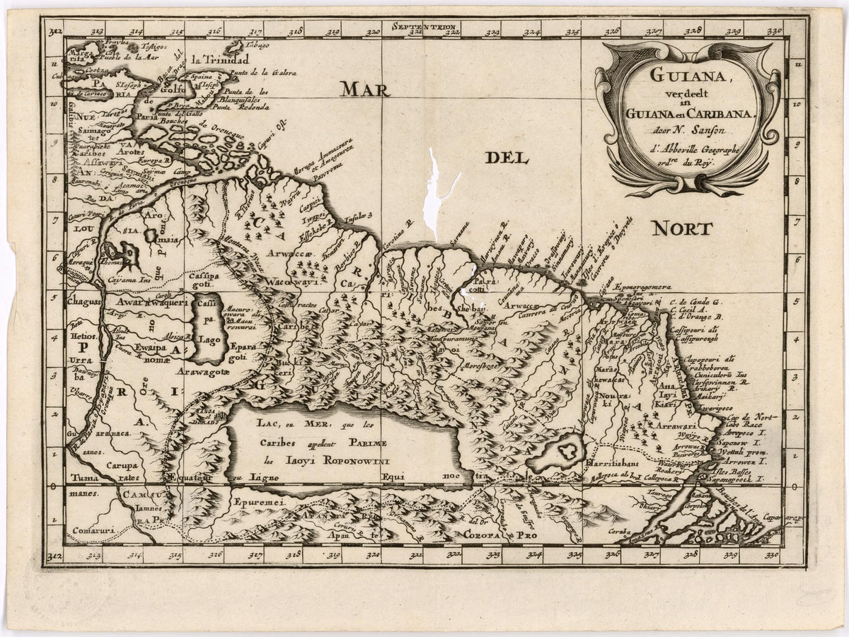 Guiana and Caribana. (Guiana, Verdeelt In Guiana En Caribana) 1700 by Relic Map Company