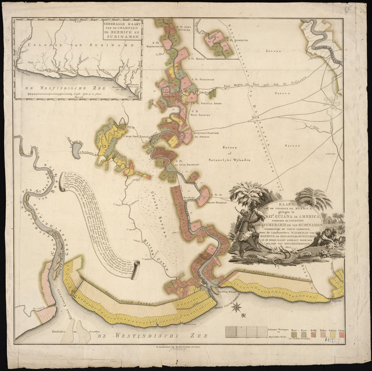 Map of the Colony of Berbice Located In Batavian Guiana In America Between the Colonies of Demerara and Suriname. (Kaart Van De Colonie De Berbice Gelegen In Bats. Guiana In America Tusschen De Colonien Van Demerarie En Van Surinamen) 1802 by Relic Map Company