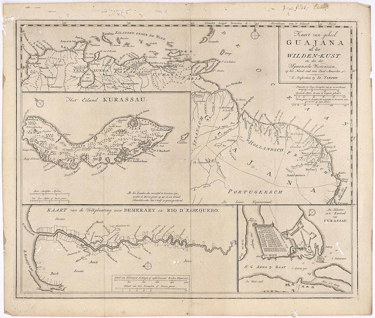 Map of the Whole of Guiana Or the Savage Coast, and the Spanish West Indies at the Northern End of South America. (Kust) 1720 by Relic Map Company