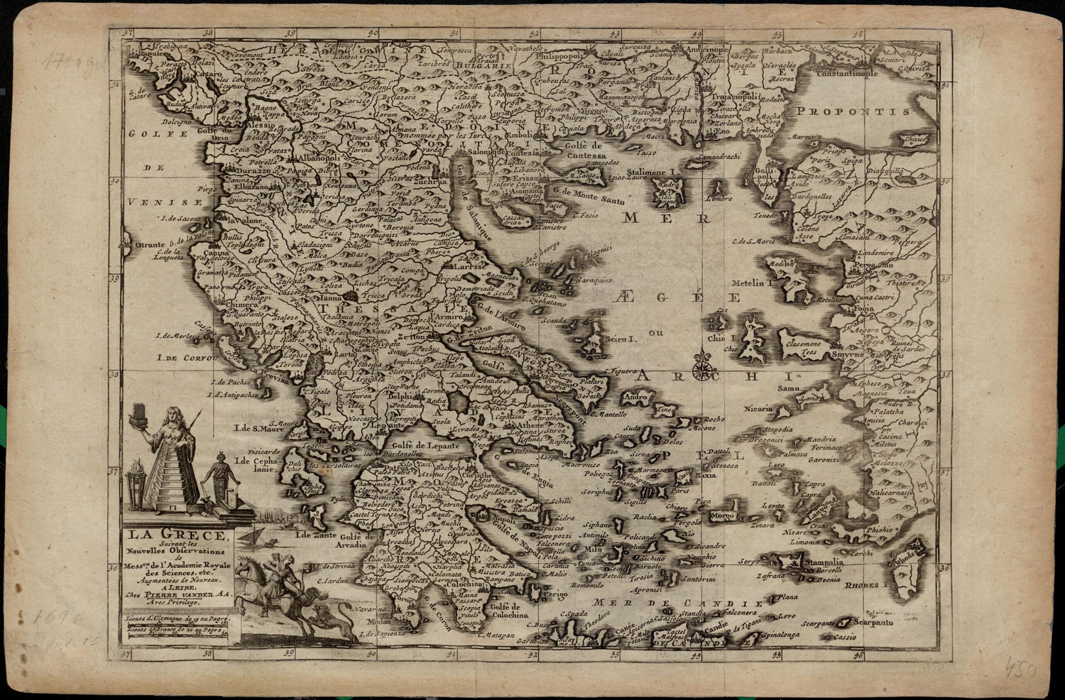 This old map of Greece: According to New Observations by the Gentlemen at the Royal Science Academy. (La Grece : Suivant Les Nouvelles Observations De Messrs De L&