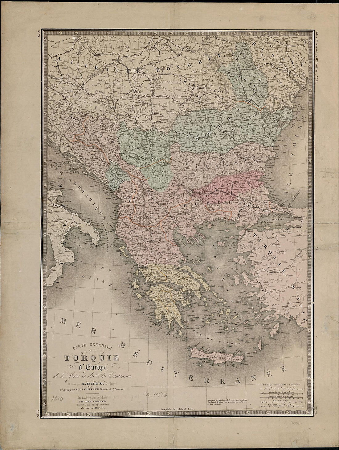 This old map of General Map of European Turkey, Greece and the Ionian Islands. (Carte Générale De La Turquie D&